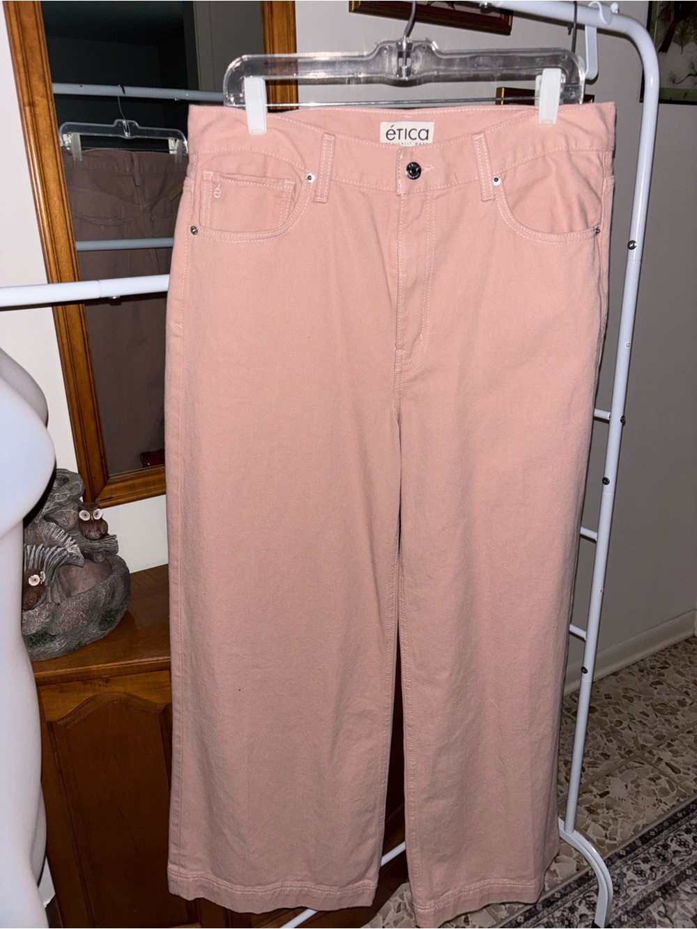 Etica Wide-Leg Jeans in Dusty Rose